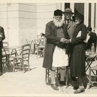 Angelis Kosmopoulos, William Dörpfeld and Mrs. Dörpfeld at Dimitsana