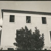 Doreen Canaday sitting on window of Loring Hall